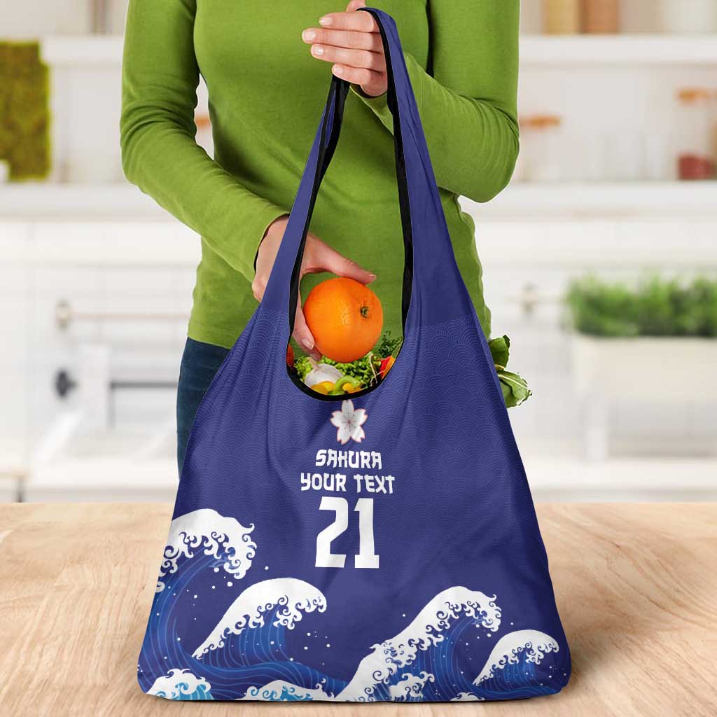 Japan Pacific Rugby Custom Grocery Bag Go Sakura Japanese Wave Pattern LT9 - Polynesian Pride