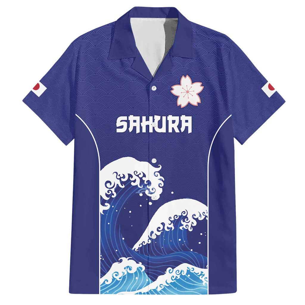 Japan Pacific Rugby Custom Hawaiian Shirt Go Sakura Japanese Wave Pattern LT9 Blue - Polynesian Pride