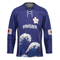 Japan Pacific Rugby Custom Hockey Jersey Go Sakura Japanese Wave Pattern LT9 Unisex Blue - Polynesian Pride