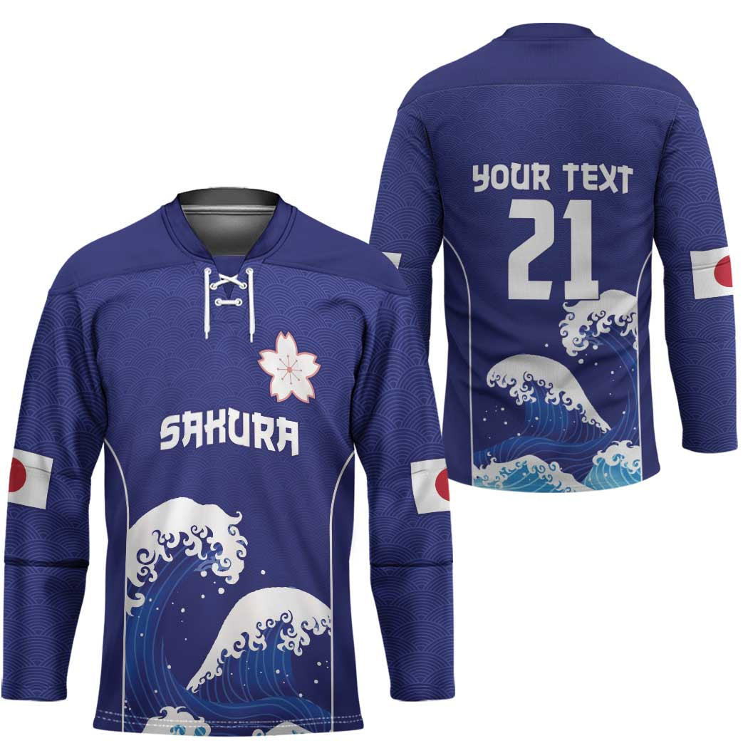 Japan Pacific Rugby Custom Hockey Jersey Go Sakura Japanese Wave Pattern LT9 - Polynesian Pride