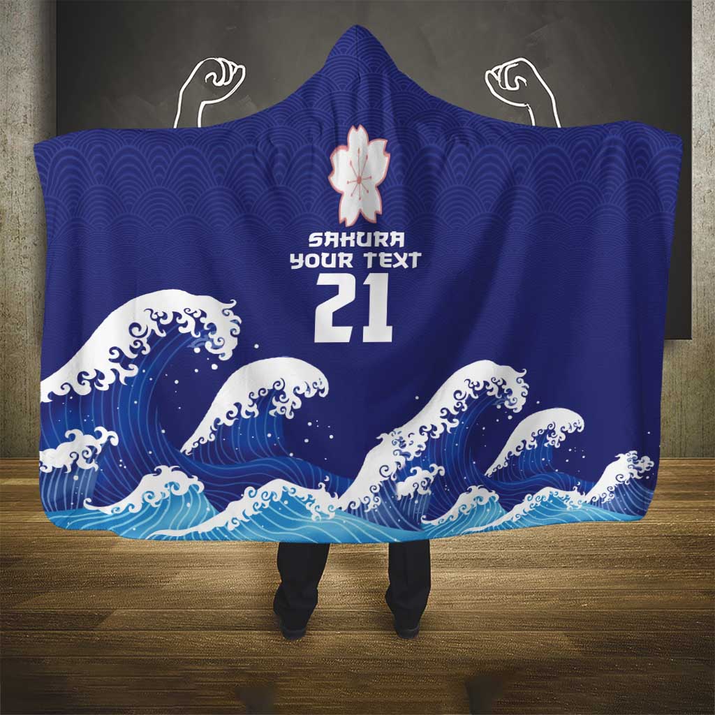 Japan Pacific Rugby Custom Hooded Blanket Go Sakura Japanese Wave Pattern LT9 - Polynesian Pride