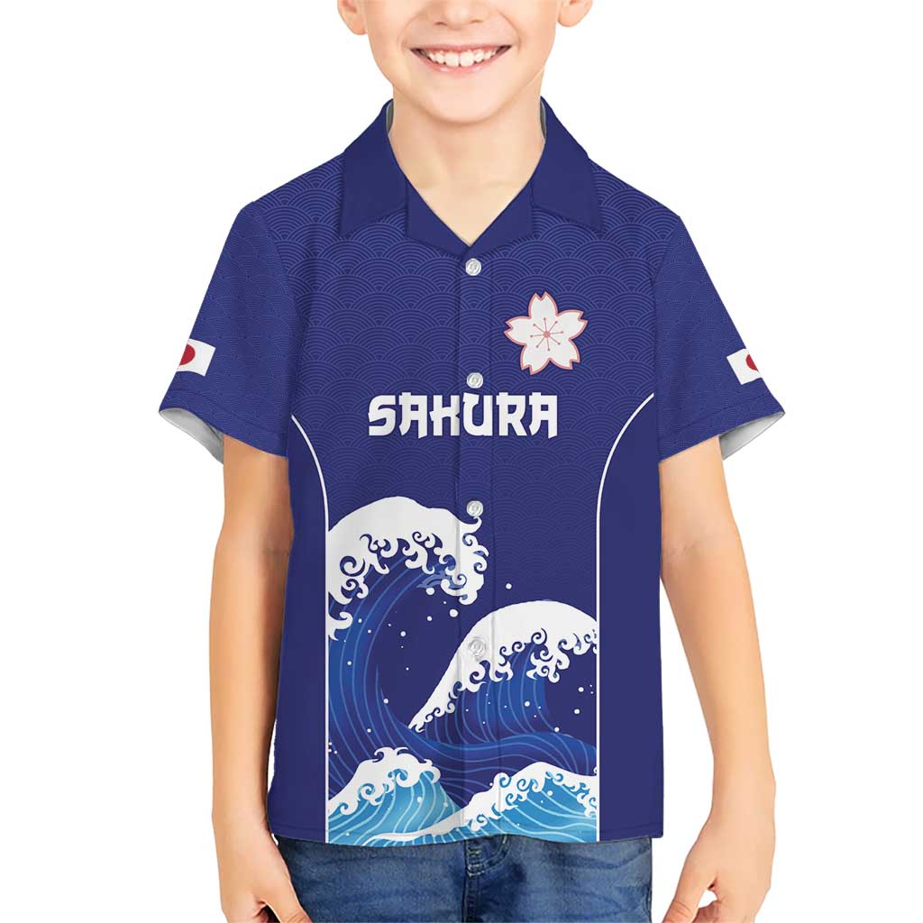 Japan Pacific Rugby Custom Kid Hawaiian Shirt Go Sakura Japanese Wave Pattern