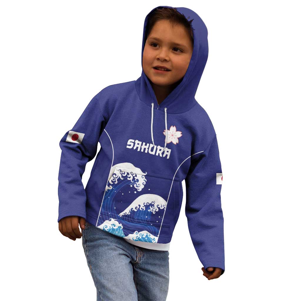 Japan Pacific Rugby Custom Kid Hoodie Go Sakura Japanese Wave Pattern