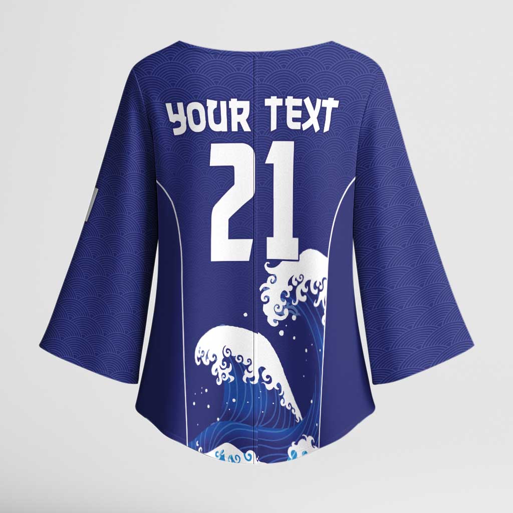 Japan Pacific Rugby Custom Kimono Sleeve Blouse Go Sakura Japanese Wave Pattern LT9 - Polynesian Pride