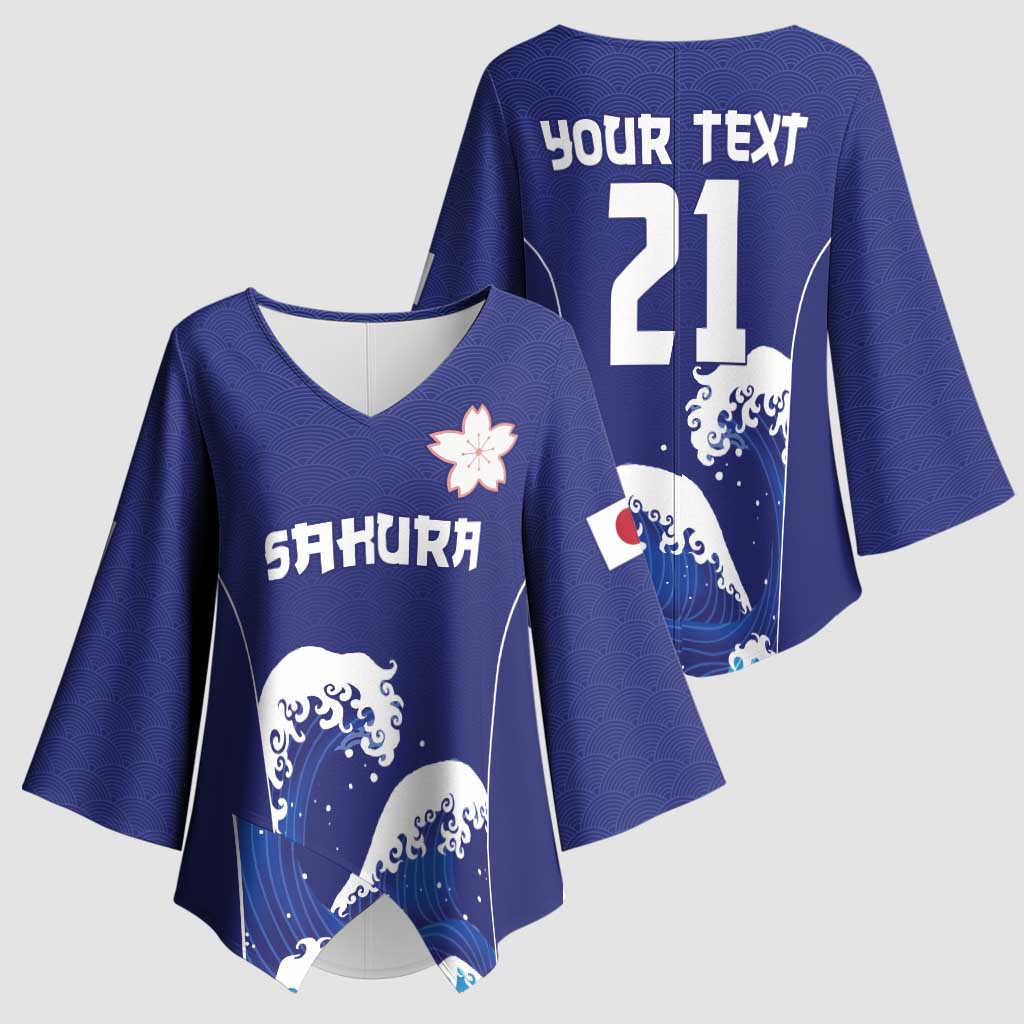 Japan Pacific Rugby Custom Kimono Sleeve Blouse Go Sakura Japanese Wave Pattern LT9 - Polynesian Pride
