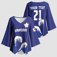 Japan Pacific Rugby Custom Kimono Sleeve Blouse Go Sakura Japanese Wave Pattern LT9 - Polynesian Pride