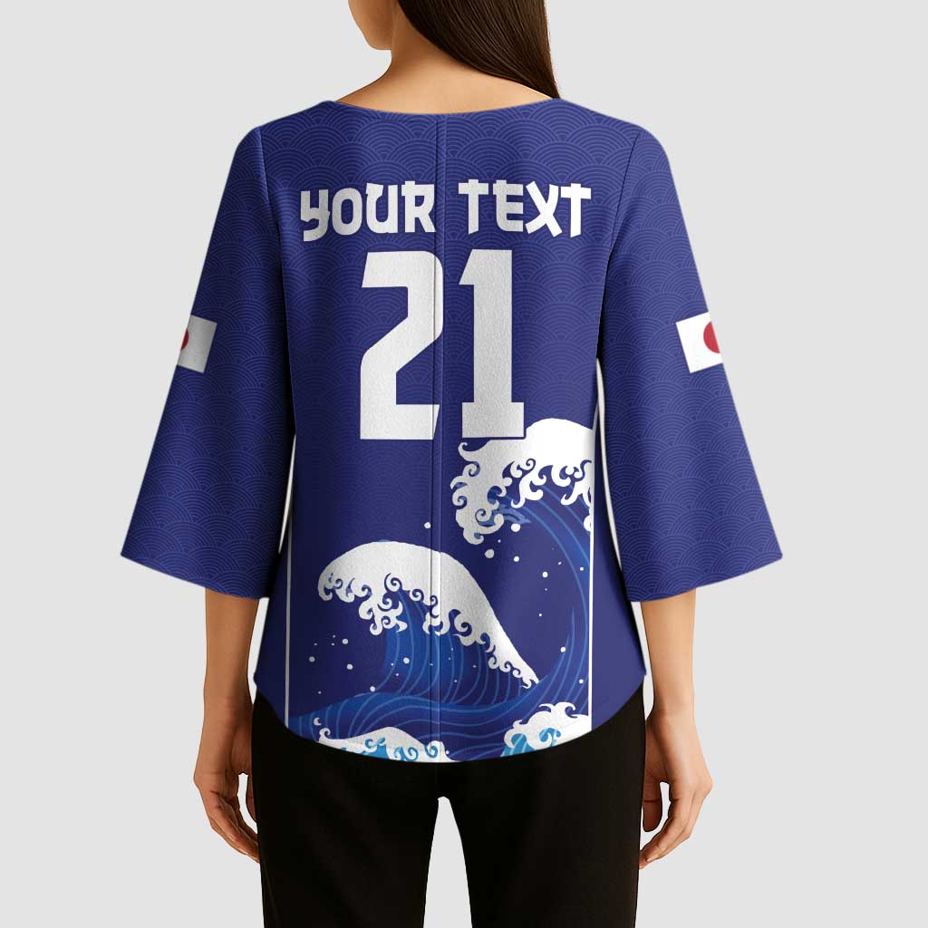 Japan Pacific Rugby Custom Kimono Sleeve Blouse Go Sakura Japanese Wave Pattern LT9 - Polynesian Pride