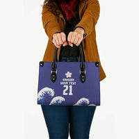 Japan Pacific Rugby Custom Leather Bag Go Sakura Japanese Wave Pattern - Polynesian Pride
