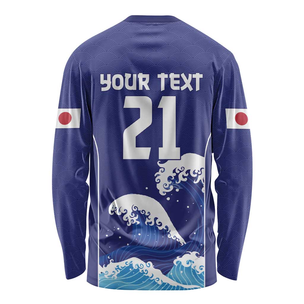 Japan Pacific Rugby Custom Long Sleeve Shirt Go Sakura Japanese Wave Pattern LT9 - Polynesian Pride