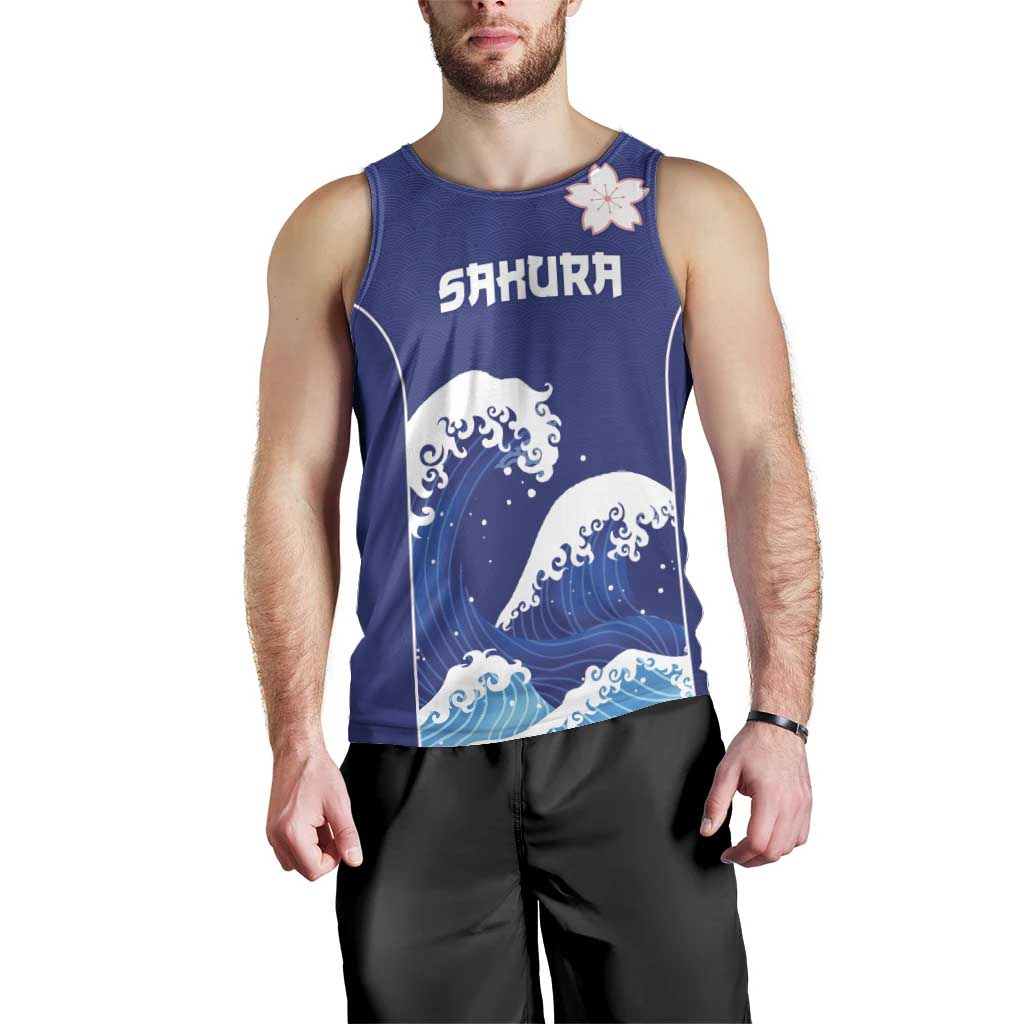 Japan Pacific Rugby Custom Men Tank Top Go Sakura Japanese Wave Pattern LT9 - Polynesian Pride