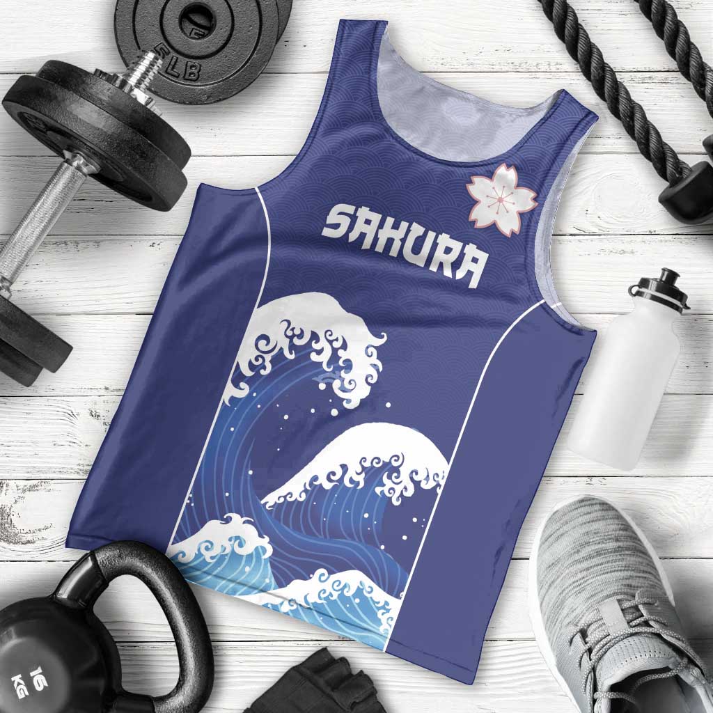 Japan Pacific Rugby Custom Men Tank Top Go Sakura Japanese Wave Pattern LT9 - Polynesian Pride