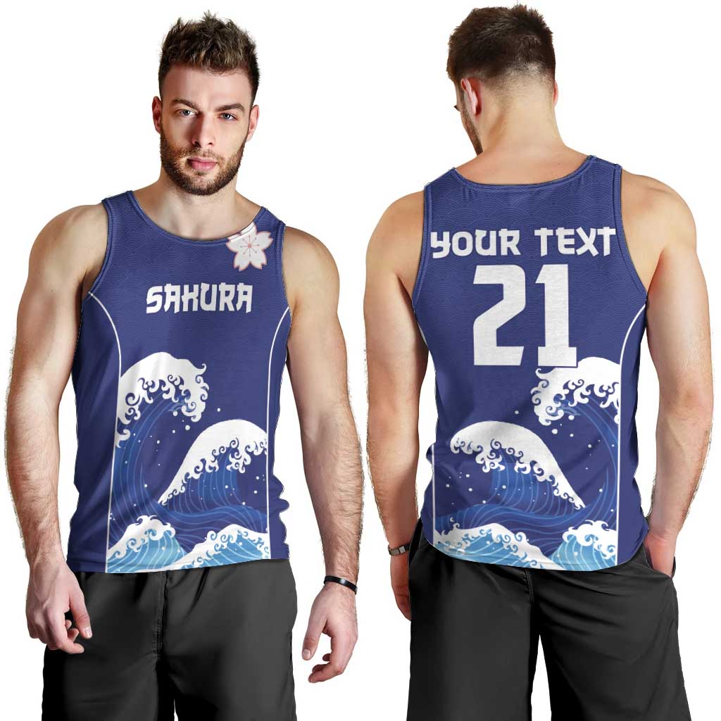 Japan Pacific Rugby Custom Men Tank Top Go Sakura Japanese Wave Pattern LT9 - Polynesian Pride
