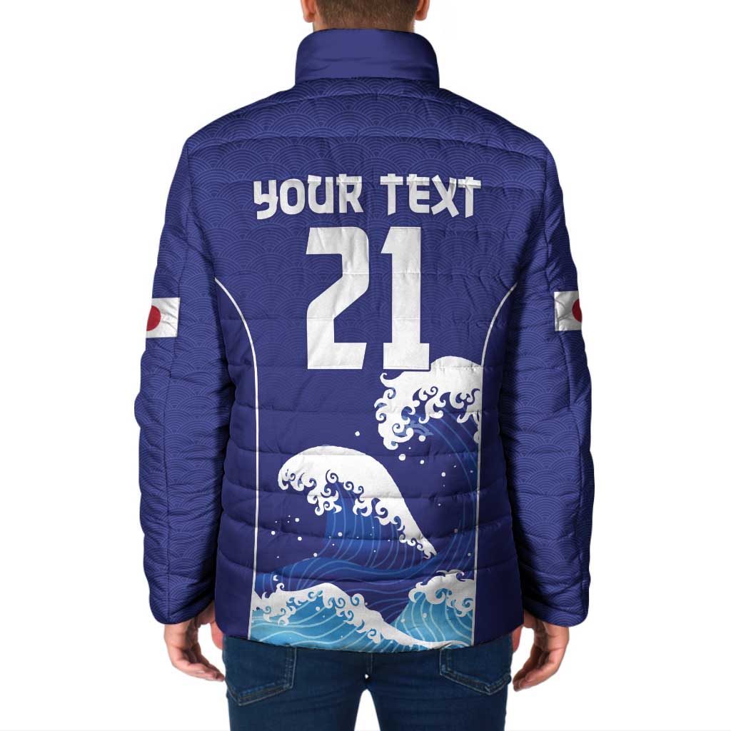 Japan Pacific Rugby Custom Padded Jacket Go Sakura Japanese Wave Pattern LT9 - Polynesian Pride