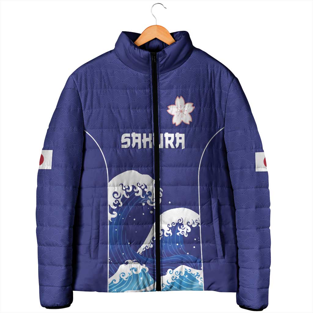 Japan Pacific Rugby Custom Padded Jacket Go Sakura Japanese Wave Pattern LT9 - Polynesian Pride