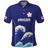Japan Pacific Rugby Custom Polo Shirt Go Sakura Japanese Wave Pattern