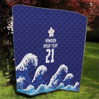 Japan Pacific Rugby Custom Quilt Go Sakura Japanese Wave Pattern