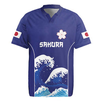 Japan Pacific Rugby Custom Rugby Jersey Go Sakura Japanese Wave Pattern LT9 Blue - Polynesian Pride