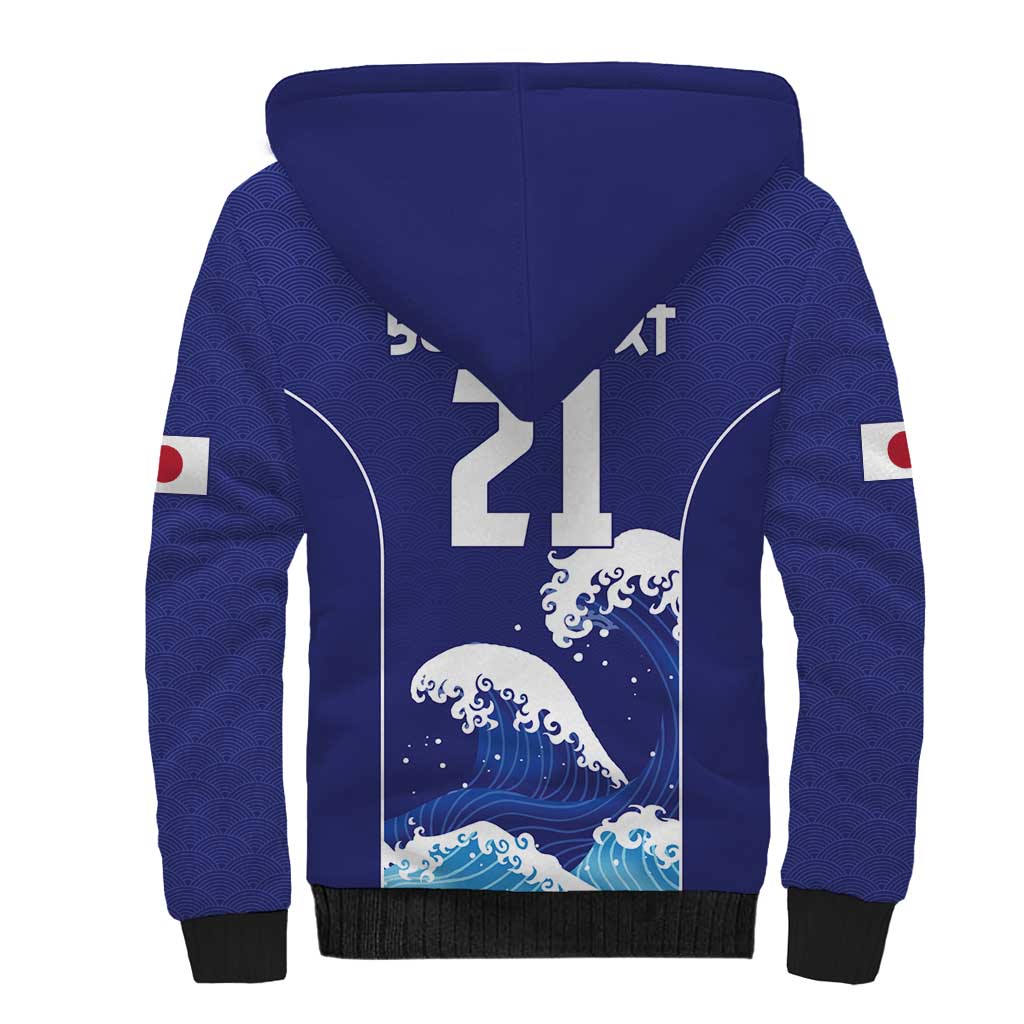 Japan Pacific Rugby Custom Sherpa Hoodie Go Sakura Japanese Wave Pattern LT9 - Polynesian Pride