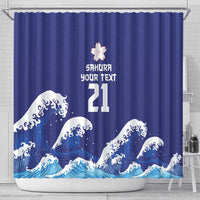 Japan Pacific Rugby Custom Shower Curtain Go Sakura Japanese Wave Pattern