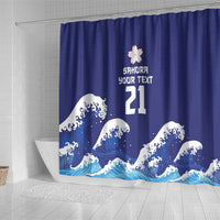 Japan Pacific Rugby Custom Shower Curtain Go Sakura Japanese Wave Pattern