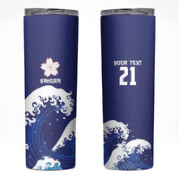 Japan Pacific Rugby Custom Skinny Tumbler Go Sakura Japanese Wave Pattern