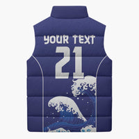 Japan Pacific Rugby Custom Sleeveless Puffer Jacket Go Sakura Japanese Wave Pattern LT9 - Polynesian Pride