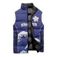 Japan Pacific Rugby Custom Sleeveless Puffer Jacket Go Sakura Japanese Wave Pattern LT9 - Polynesian Pride