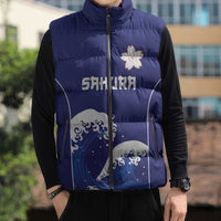 Japan Pacific Rugby Custom Sleeveless Puffer Jacket Go Sakura Japanese Wave Pattern LT9 - Polynesian Pride