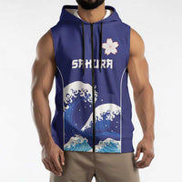 Japan Pacific Rugby Custom Sleeveless Zip Hoodie Go Sakura Japanese Wave Pattern LT9 - Polynesian Pride