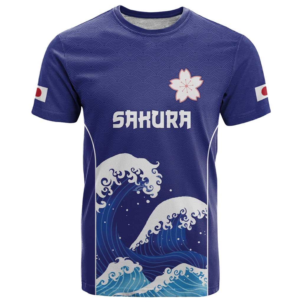 Japan Pacific Rugby Custom T Shirt Go Sakura Japanese Wave Pattern