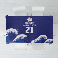 Japan Pacific Rugby Custom Tablecloth Go Sakura Japanese Wave Pattern LT9 Blue - Polynesian Pride