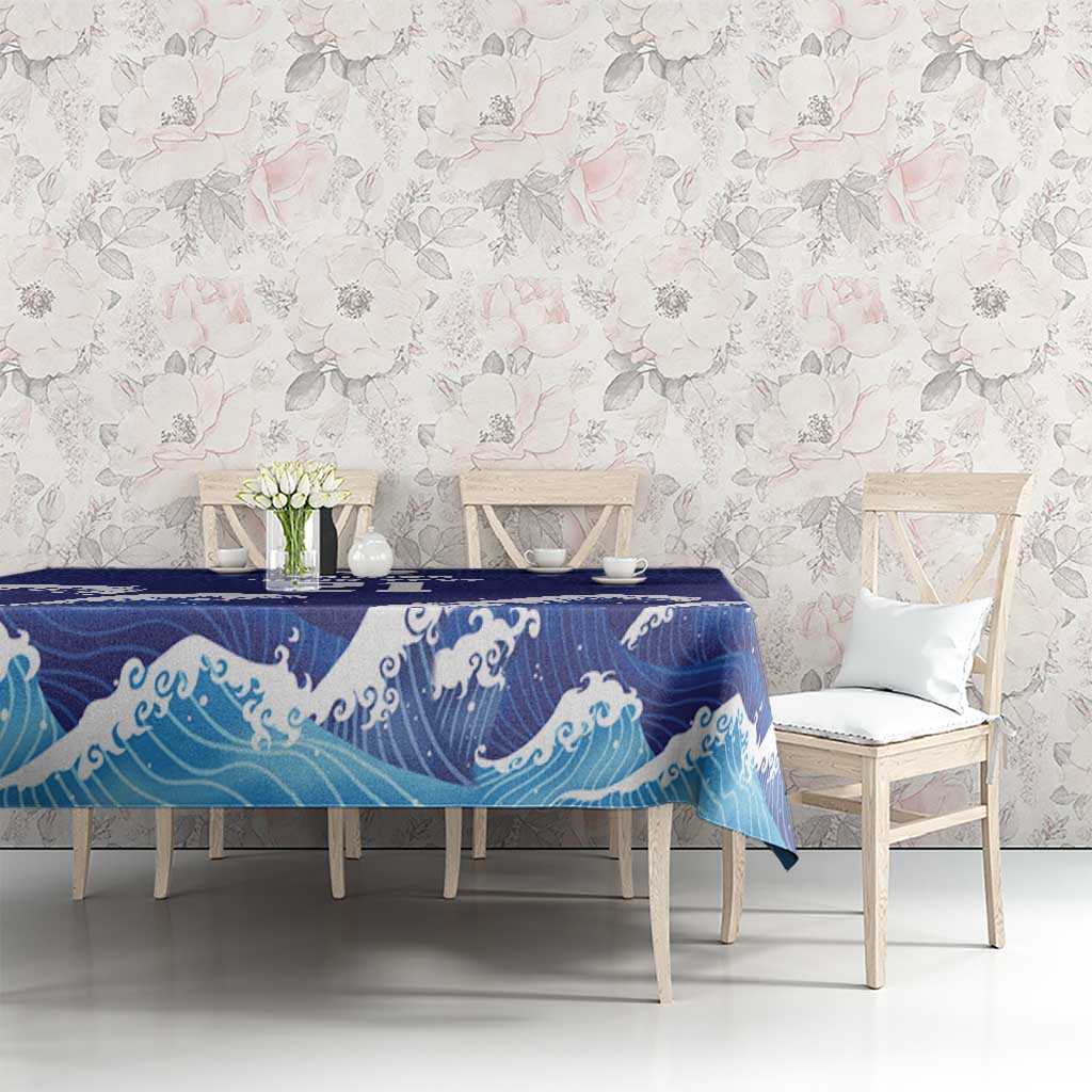 Japan Pacific Rugby Custom Tablecloth Go Sakura Japanese Wave Pattern LT9 - Polynesian Pride