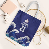Japan Pacific Rugby Custom Tote Bag Go Sakura Japanese Wave Pattern - Polynesian Pride