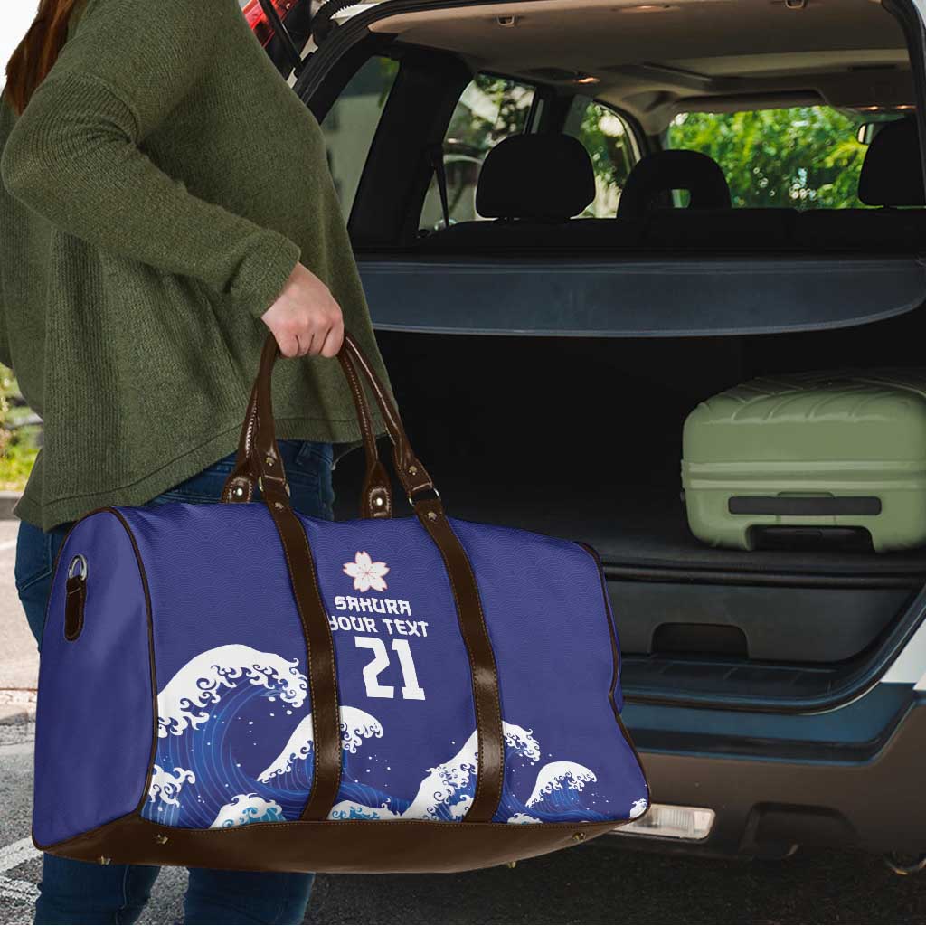 Japan Pacific Rugby Custom Travel Bag Go Sakura Japanese Wave Pattern - Polynesian Pride