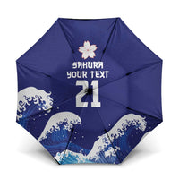 Japan Pacific Rugby Custom Umbrella Go Sakura Japanese Wave Pattern LT9 One Size Folded 11.42 inch Opened Diameter 37.4 inch Blue - Polynesian Pride