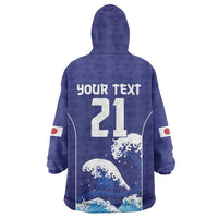 Japan Pacific Rugby Custom Wearable Blanket Hoodie Go Sakura Japanese Wave Pattern LT9 - Polynesian Pride