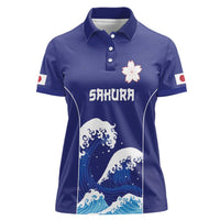 Japan Pacific Rugby Custom Women Polo Shirt Go Sakura Japanese Wave Pattern