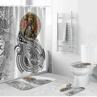 Japanese Samurai Warrior Bathroom Set White Polynesian Tattoo Style - Polynesian Pride