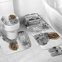 Japanese Samurai Warrior Bathroom Set White Polynesian Tattoo Style - Polynesian Pride