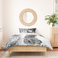 Japanese Samurai Warrior Bedding Set White Polynesian Tattoo Style