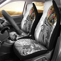 Japanese Samurai Warrior Car Seat Cover White Polynesian Tattoo Style
