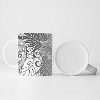 Japanese Samurai Warrior Ceramic Mug White Polynesian Tattoo Style LT9 - Polynesian Pride