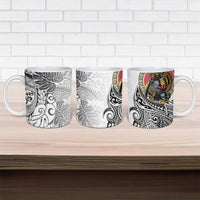 Japanese Samurai Warrior Ceramic Mug White Polynesian Tattoo Style LT9 - Polynesian Pride
