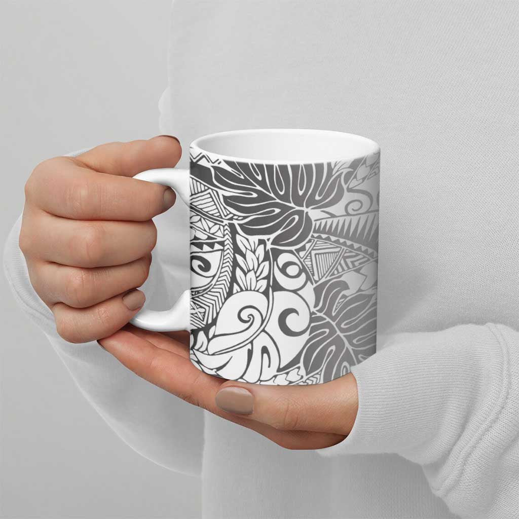 Japanese Samurai Warrior Ceramic Mug White Polynesian Tattoo Style LT9 - Polynesian Pride