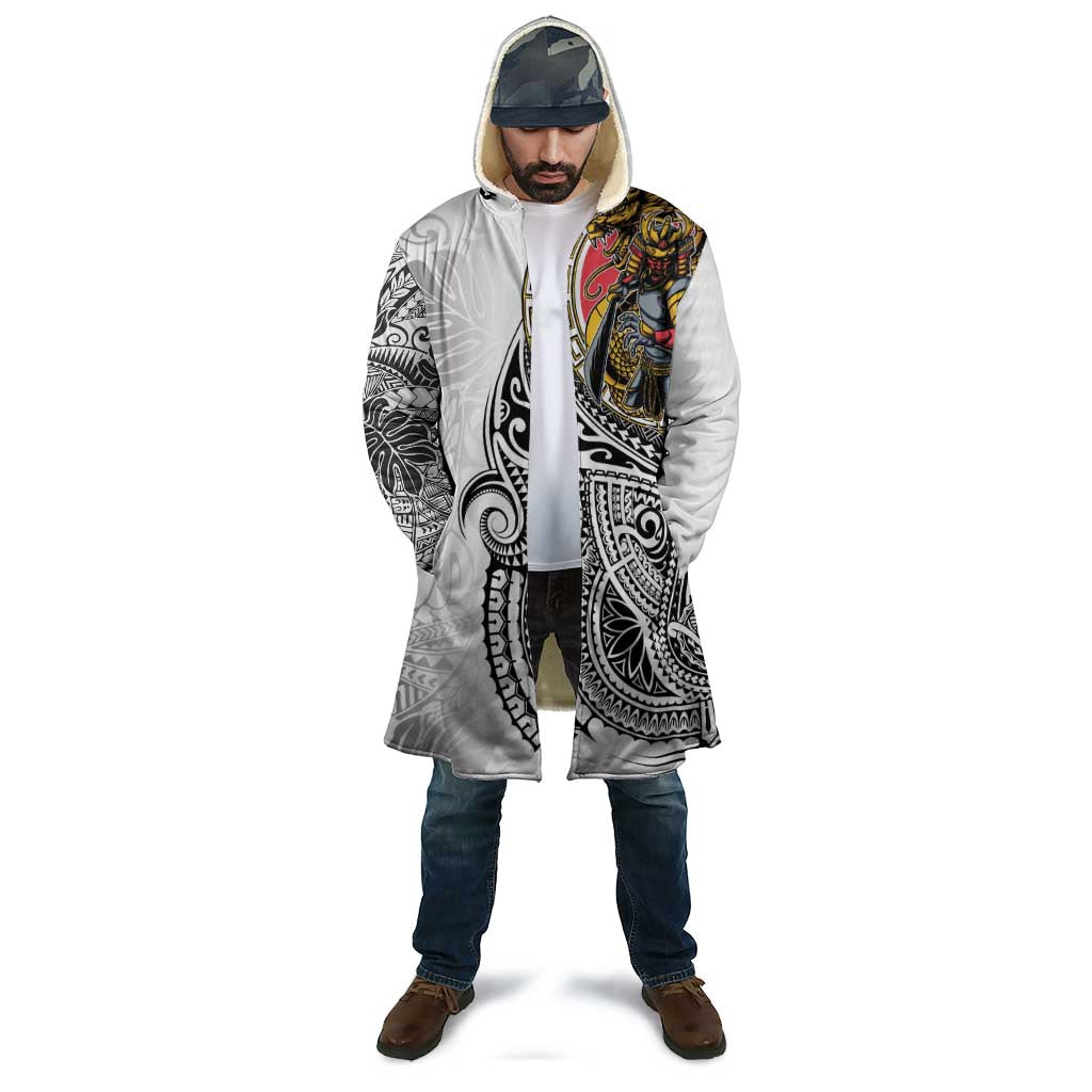 Japanese Samurai Warrior Cloak White Polynesian Tattoo Style - Polynesian Pride