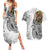 Japanese Samurai Warrior Couples Matching Summer Maxi Dress and Hawaiian Shirt White Polynesian Tattoo Style