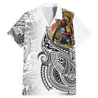 Japanese Samurai Warrior Family Matching Mermaid Dress and Hawaiian Shirt White Polynesian Tattoo Style