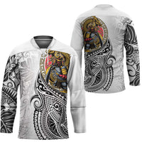 Japanese Samurai Warrior Hockey Jersey White Polynesian Tattoo Style LT9 - Polynesian Pride