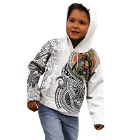 Japanese Samurai Warrior Kid Hoodie White Polynesian Tattoo Style