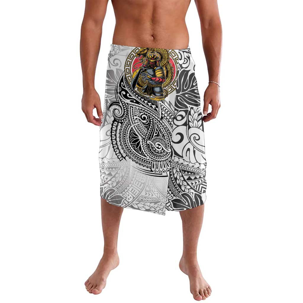 Japanese Samurai Warrior Lavalava White Polynesian Tattoo Style